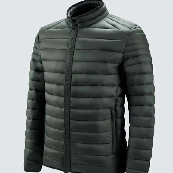 Army Green Mens Puffer Coat - Picture 1 of 4
